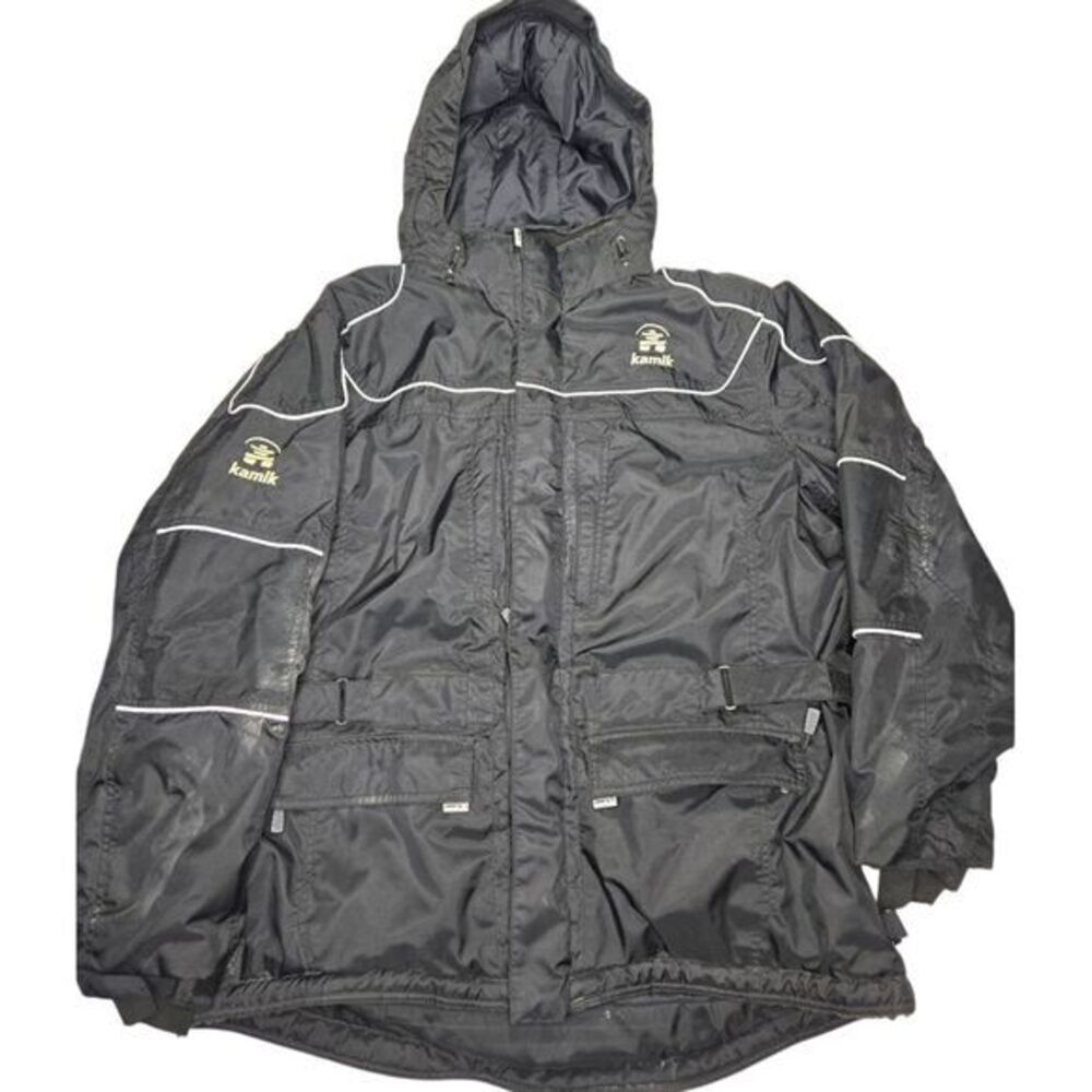Kamik Winter Parka Hooded Ski Jacket Waterproof Reflective Gray Outdoor Coat